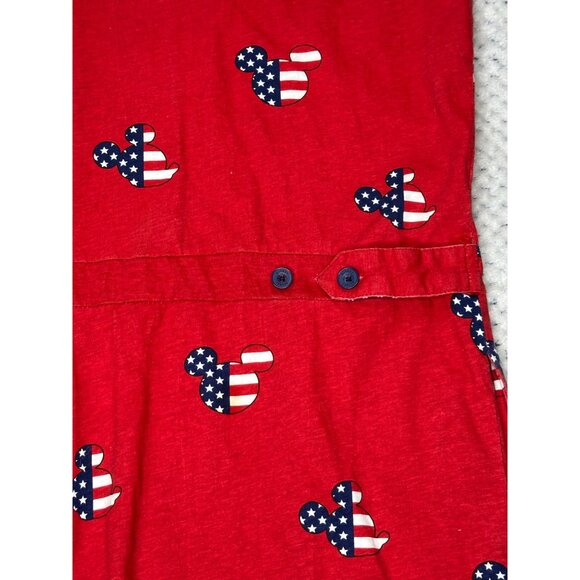 Disney Red Mickey Mouse Patriotic Print Button-Up Romper XL 100% Cotton - Picture 4 of 15